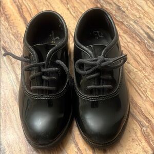 Black Leather Oxford Dress Shoes with Rounded Toe #201